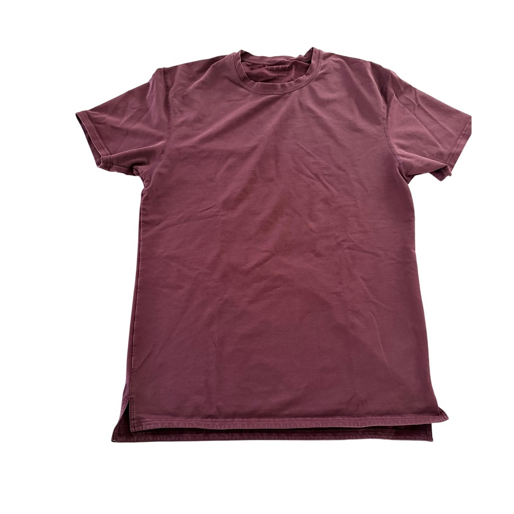 BYLT‎ Premium Basics Mens LUX Drop-Cut T-Shirt Burgundy Maroon Split Hem Large